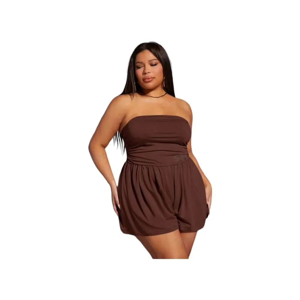 SHEIN Sexy Shorts Romper SZ 3XL Brown Halter NEW TAGS - Picture 3 of 9